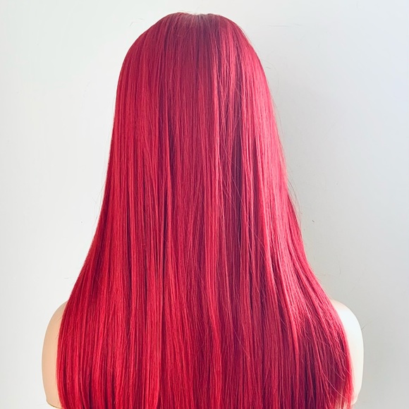 26” Red Long & Straight Lace Front Synthetic Wig - Picture 11 of 12